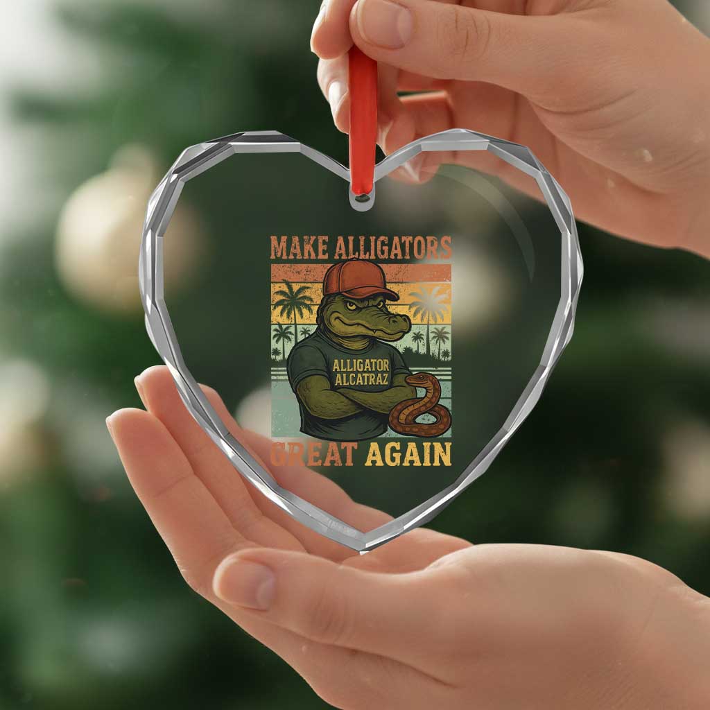 Retro Alligator Alcatraz Heart Crystal Glass Ornament Funny Florida Everglades Dark Humor TS10 Print Your Wear