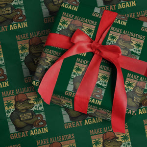 Retro Alligator Alcatraz Wrapping Paper Roll Funny Florida Everglades Dark Humor TS10 Green Print Your Wear