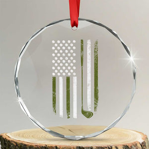 Retro American Flag Golf Crystal Glass Ornament Golfer Funny Golf Club Golfing TS10 Transparent Glass 3'' Circle Print Your Wear