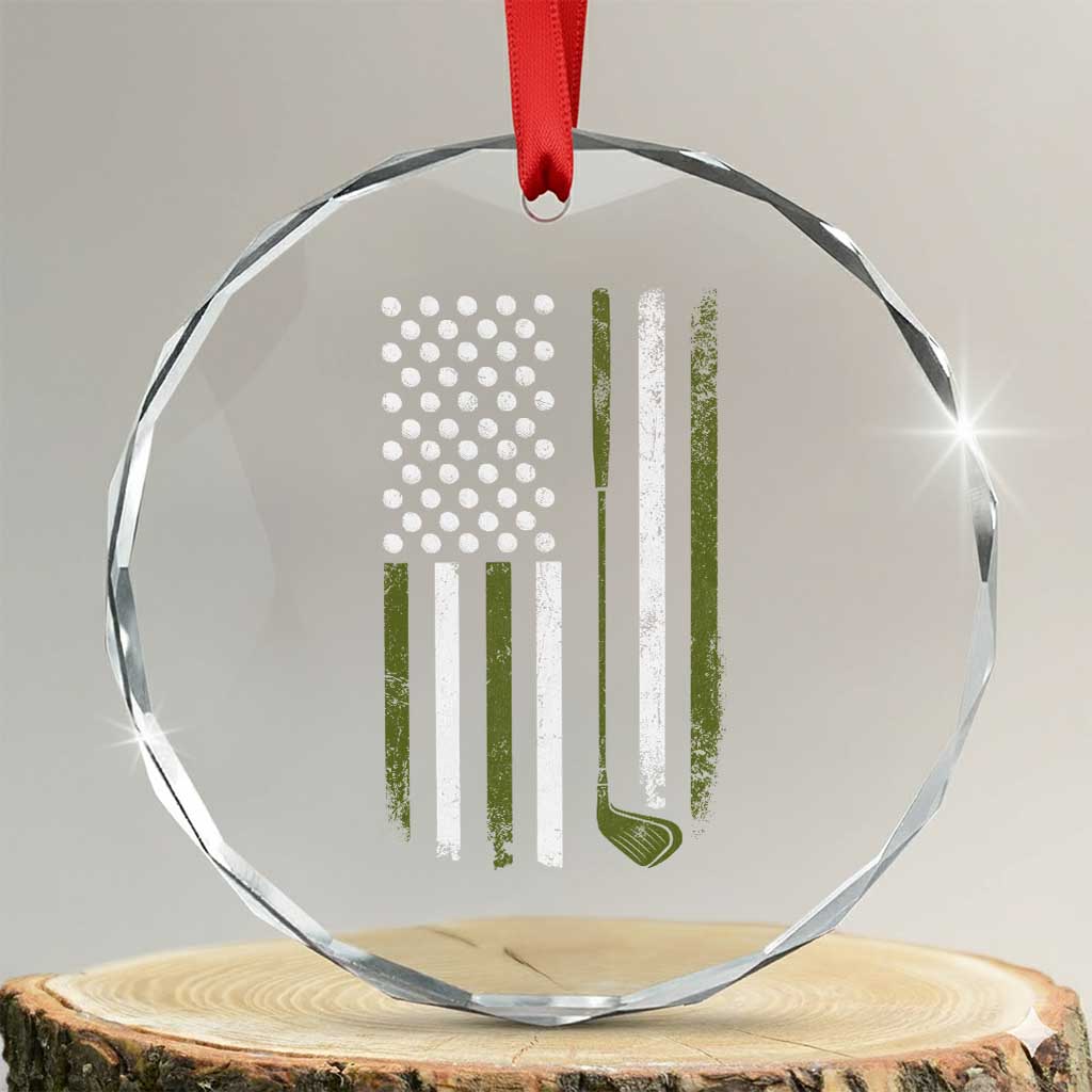 Retro American Flag Golf Crystal Glass Ornament Golfer Funny Golf Club Golfing TS10 Transparent Glass 3'' Circle Print Your Wear