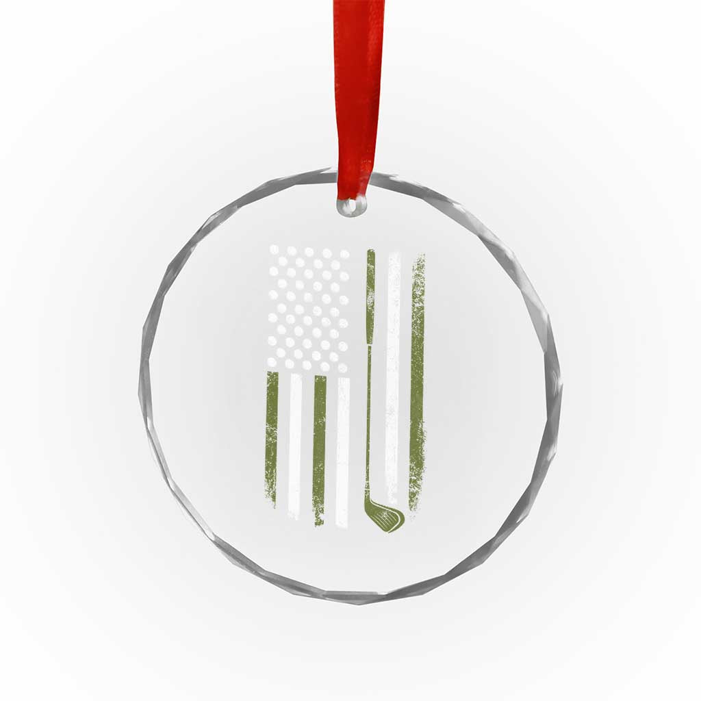 Retro American Flag Golf Crystal Glass Ornament Golfer Funny Golf Club Golfing TS10 Print Your Wear