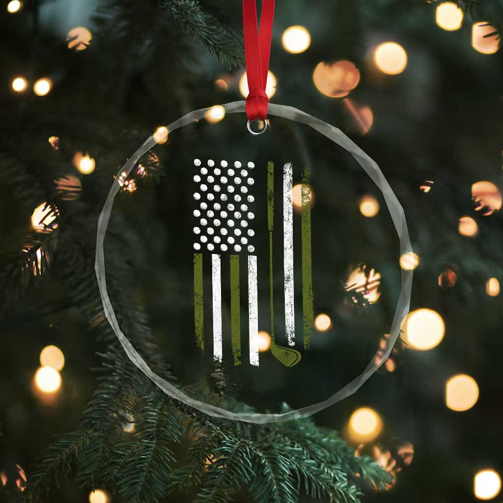 Retro American Flag Golf Crystal Glass Ornament Golfer Funny Golf Club Golfing TS10 Print Your Wear