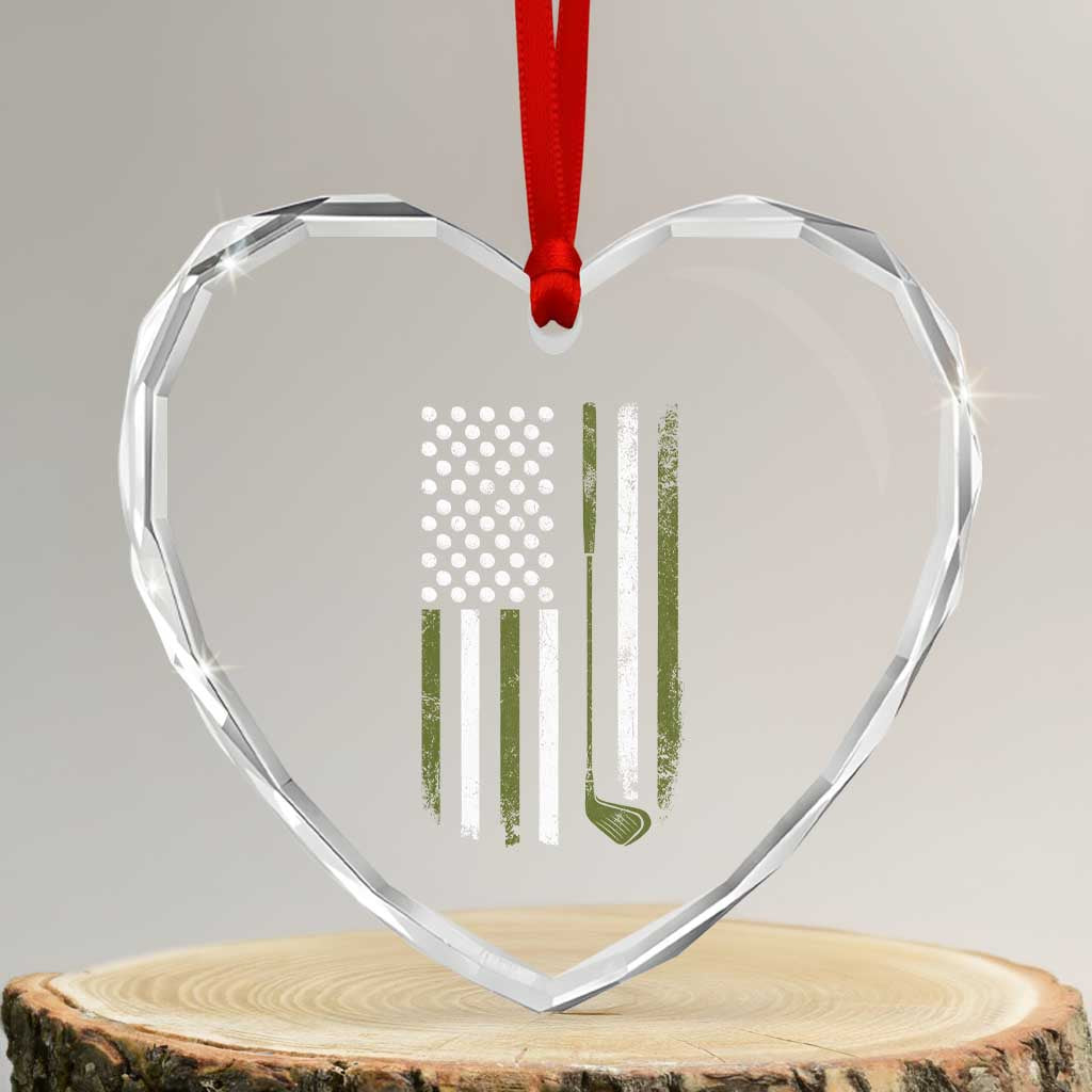 Retro American Flag Golf Heart Crystal Glass Ornament Golfer Funny Golf Club Golfing TS10 Transparent Glass 3'' Heart Print Your Wear