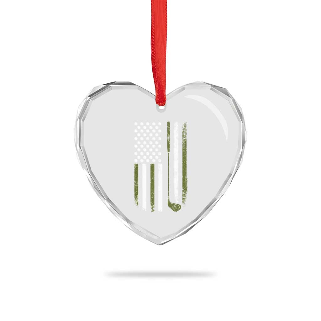 Retro American Flag Golf Heart Crystal Glass Ornament Golfer Funny Golf Club Golfing TS10 Print Your Wear