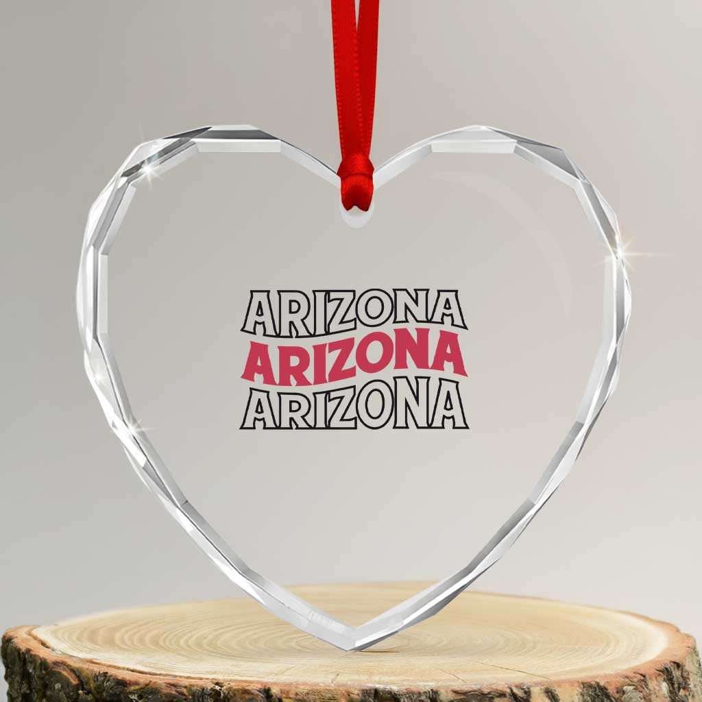 Retro Arizona Lover Heart Crystal Glass Ornament Groovy Typography Vintage 70s State TS12 Transparent Glass 3'' Heart Print Your Wear