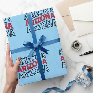 Retro Arizona Lover Wrapping Paper Roll Groovy Typography Vintage 70s State TS12 Light Blue Print Your Wear