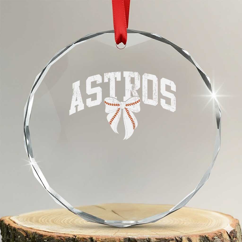Retro Astro Varsity Name Crystal Glass Ornament Baseball Coquette Bow TS10 Transparent Glass 3'' Circle Print Your Wear
