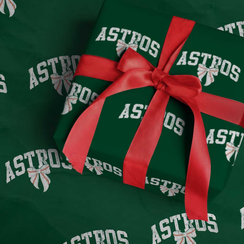 Retro Astro Varsity Name Wrapping Paper Roll Baseball Coquette Bow TS10 Green Print Your Wear