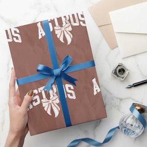 Retro Astro Varsity Name Wrapping Paper Roll Baseball Coquette Bow TS10 Mocha Print Your Wear