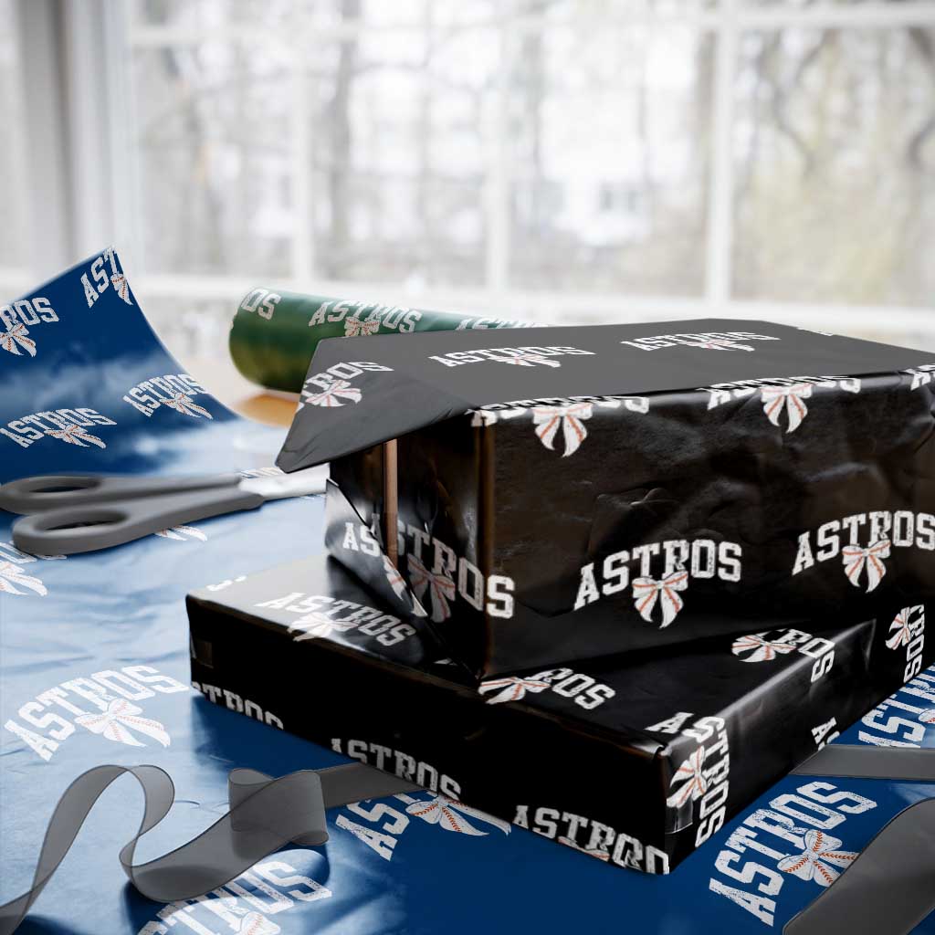 Retro Astro Varsity Name Wrapping Paper Roll Baseball Coquette Bow TS10 Black Print Your Wear