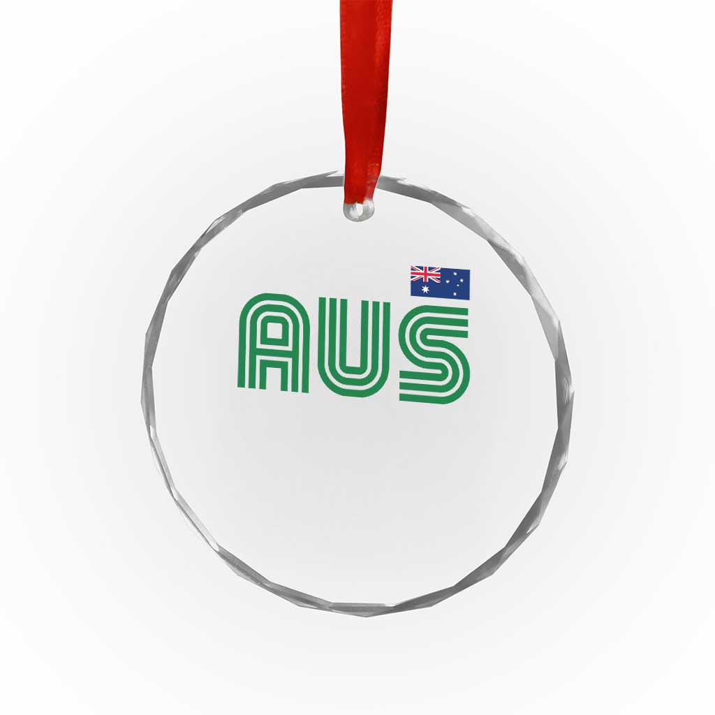 Retro Australia Crystal Glass Ornament AUS Green Australian Flag Country Pride Graphic