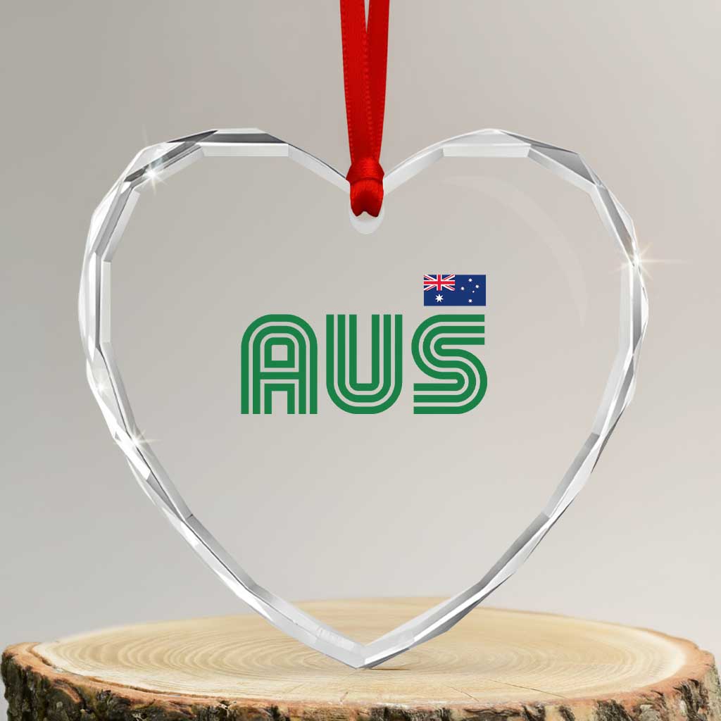 Retro Australia Heart Crystal Glass Ornament AUS Green Australian Flag Country Pride Graphic TS10 Transparent Glass 3'' Heart Print Your Wear