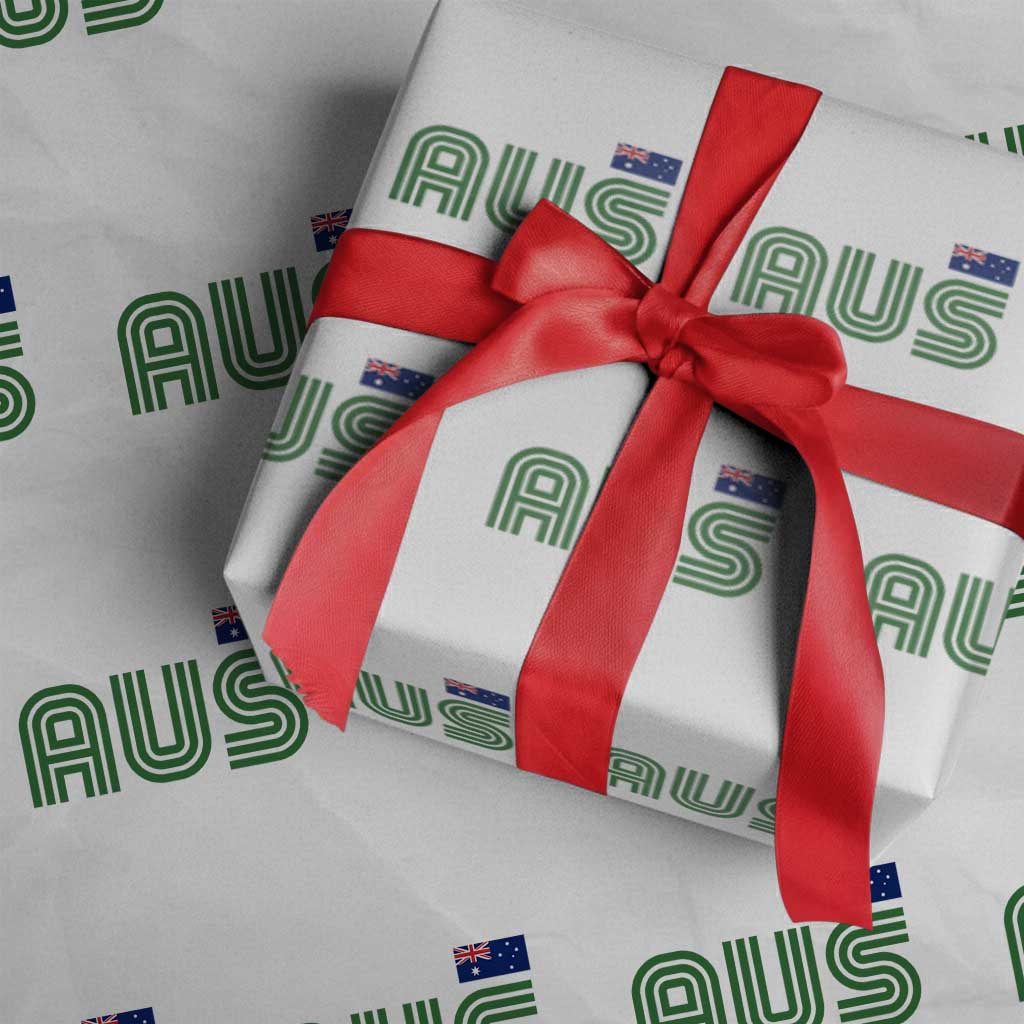 Retro Australia Wrapping Paper Roll AUS Green Australian Flag Country Pride Graphic TS10 White Print Your Wear