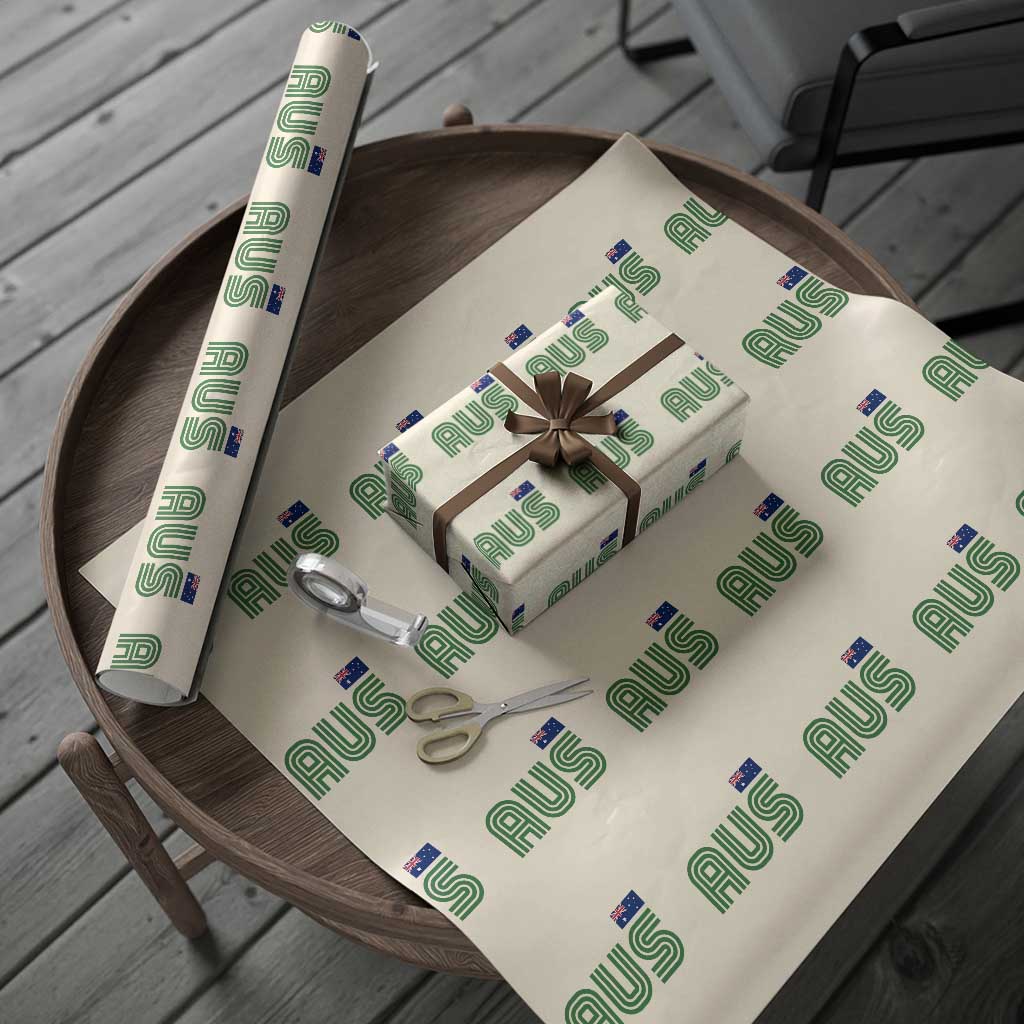 Retro Australia Wrapping Paper Roll AUS Green Australian Flag Country Pride Graphic