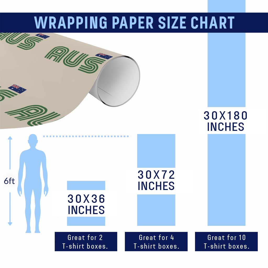 Retro Australia Wrapping Paper Roll AUS Green Australian Flag Country Pride Graphic