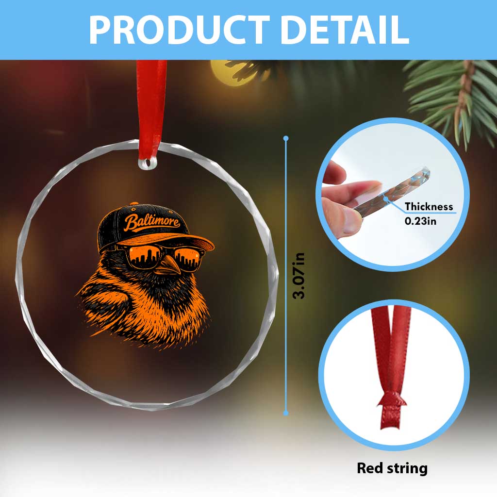 Retro Baltimore Crystal Glass Ornament City Pride Oriole With Sunglasses TS10 Print Your Wear