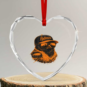 Retro Baltimore Heart Crystal Glass Ornament City Pride Oriole With Sunglasses TS10 Transparent Glass 3'' Heart Print Your Wear