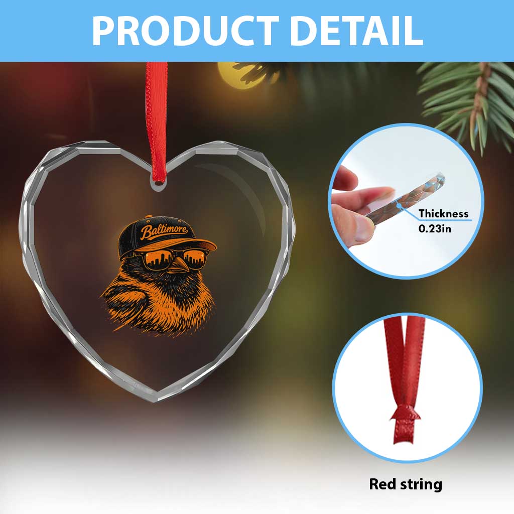 Retro Baltimore Heart Crystal Glass Ornament City Pride Oriole With Sunglasses TS10 Print Your Wear