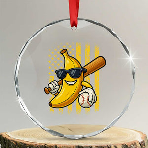 Retro Bananas Crystal Glass Ornament Vintage American Flag Banana Lover TS10 Transparent Glass 3'' Circle Print Your Wear