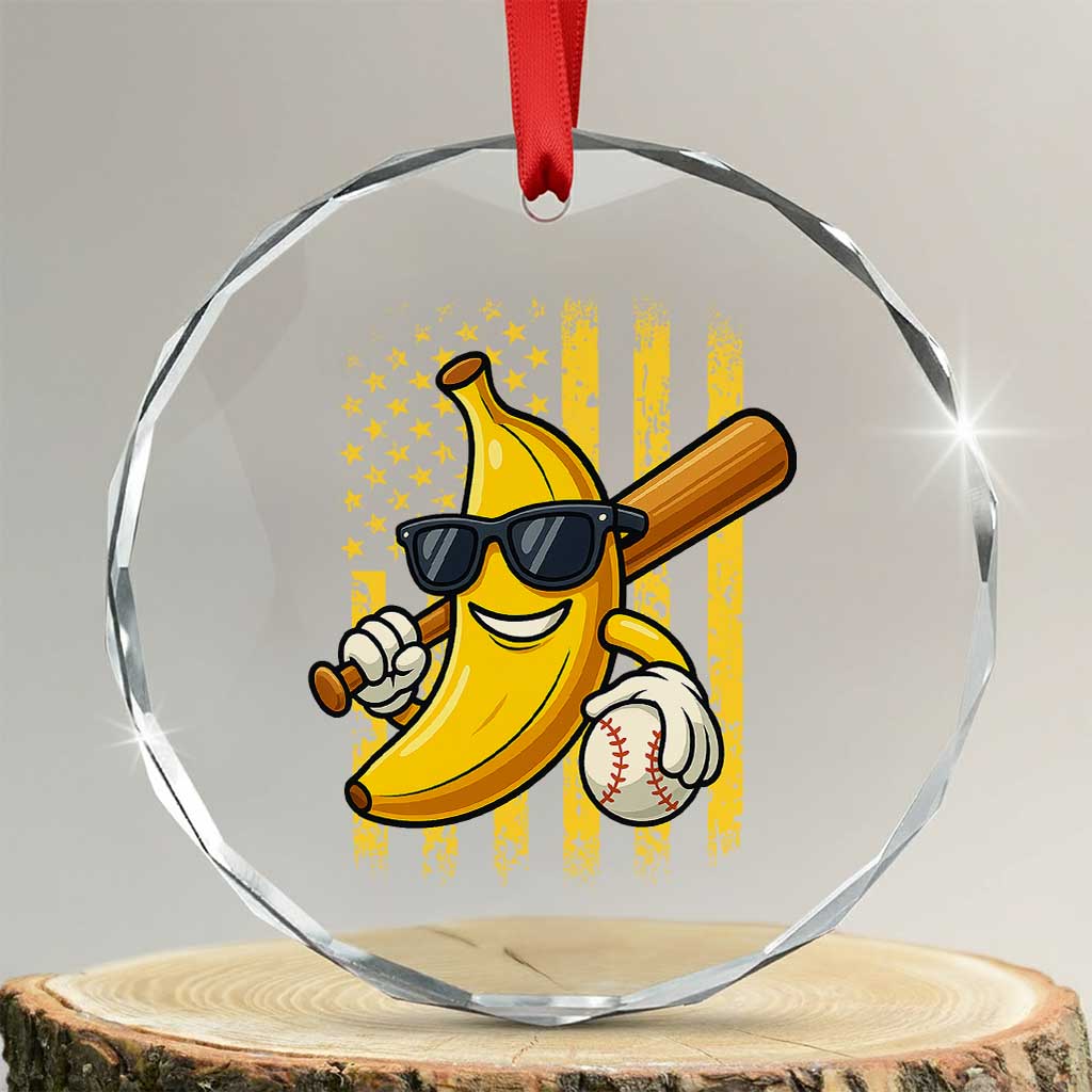 Retro Bananas Crystal Glass Ornament Vintage American Flag Banana Lover TS10 Transparent Glass 3'' Circle Print Your Wear