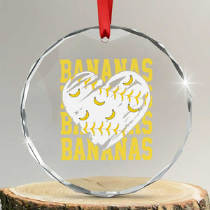 Retro Bananas Crystal Glass Ornament Vintage Baseball Heart Graphic Game Day Gifts TS10 Transparent Glass 3'' Circle Print Your Wear
