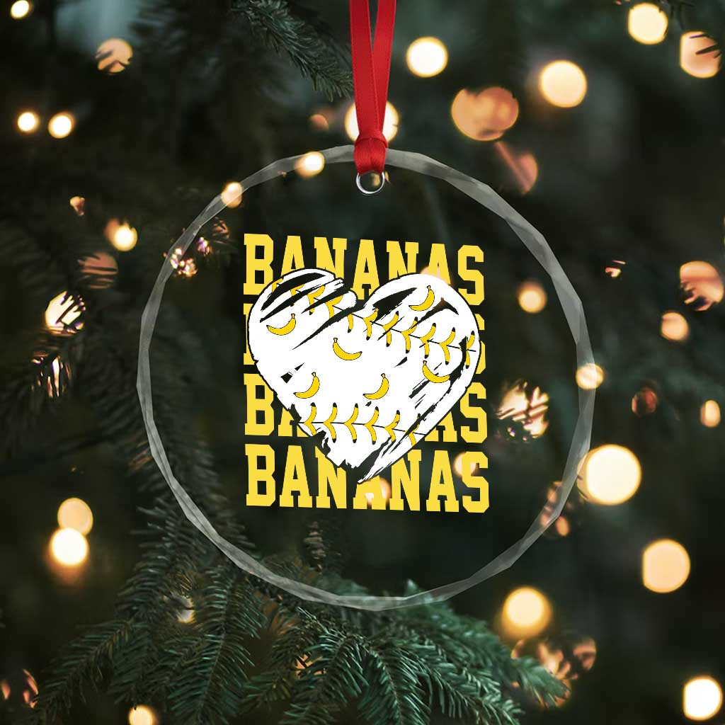 Retro Bananas Crystal Glass Ornament Vintage Baseball Heart Graphic Game Day Gifts TS10 Print Your Wear