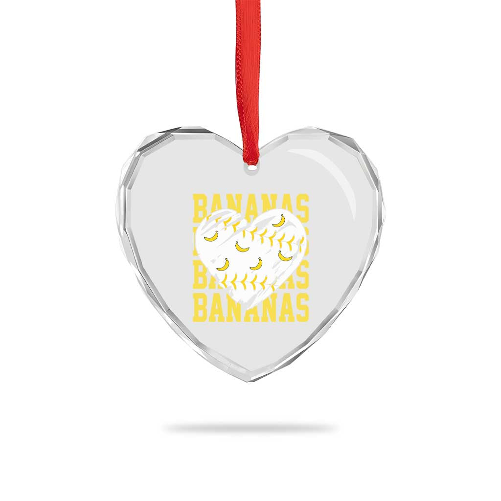 Retro Bananas Heart Crystal Glass Ornament Vintage Baseball Heart Graphic Game Day Gifts TS10 Print Your Wear