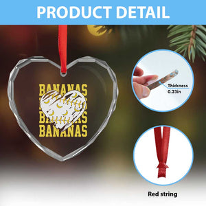 Retro Bananas Heart Crystal Glass Ornament Vintage Baseball Heart Graphic Game Day Gifts TS10 Print Your Wear