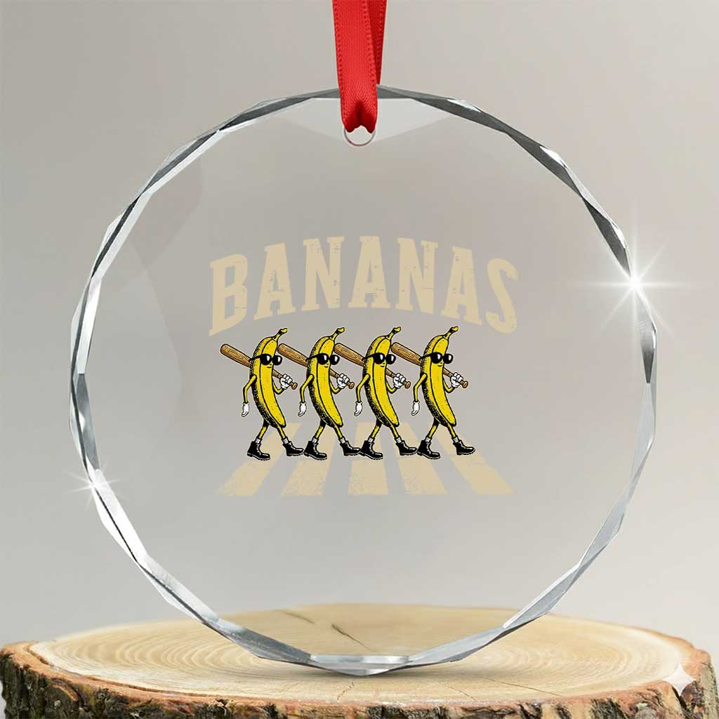 Retro Bananas Parody Crystal Glass Ornament Funny Baseball Player Gift TS12 Transparent Glass 3'' Circle Print Your Wear