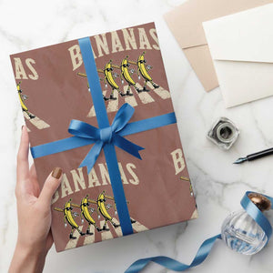 Retro Bananas Parody Wrapping Paper Roll Funny Baseball Player Gift TS12 Mocha Print Your Wear
