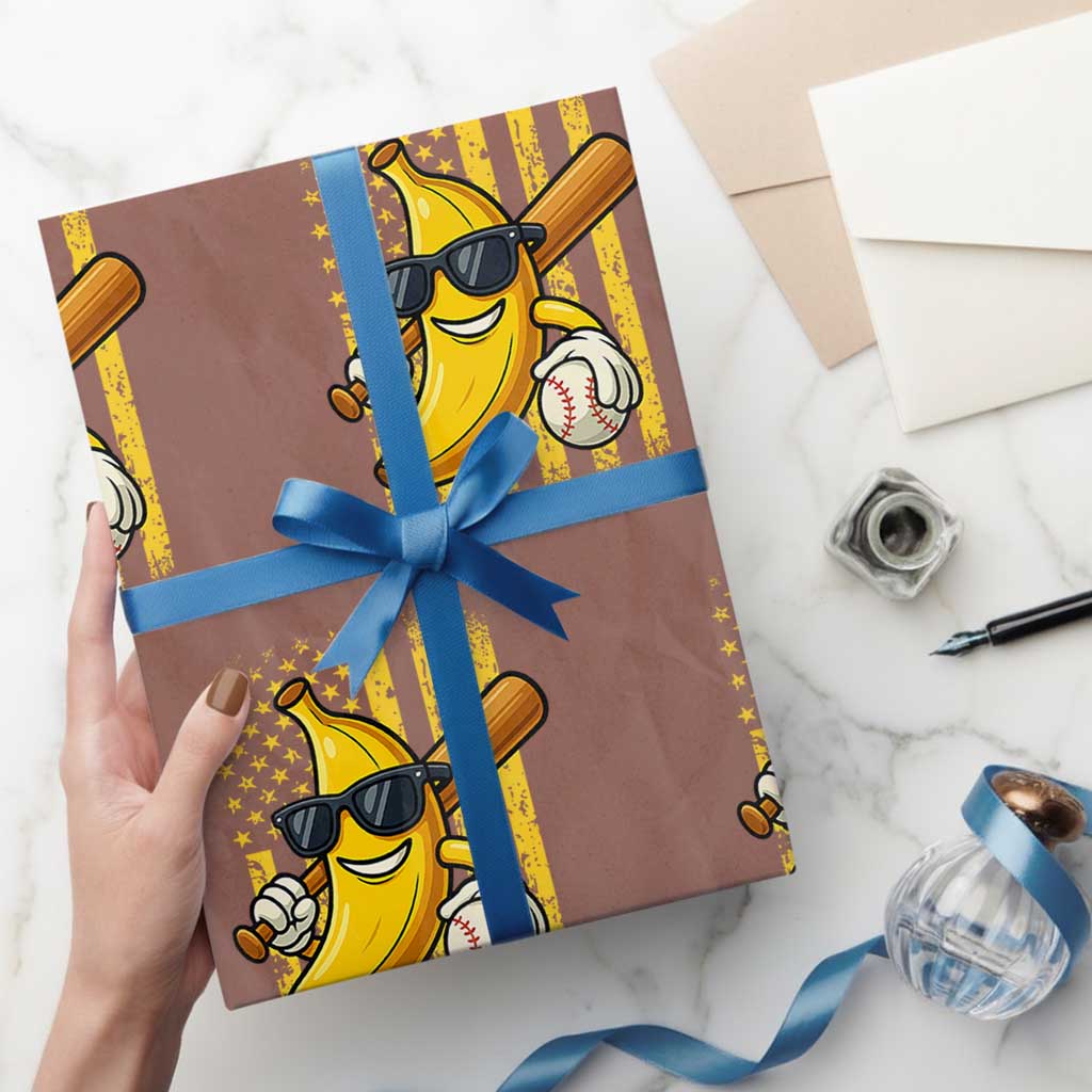 Retro Bananas Wrapping Paper Roll Vintage American Flag Banana Lover TS10 Mocha Print Your Wear