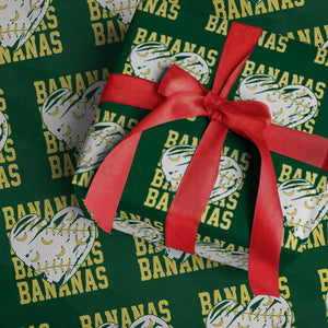 Retro Bananas Wrapping Paper Roll Vintage Baseball Heart Graphic Game Day Gifts TS10 Green Print Your Wear