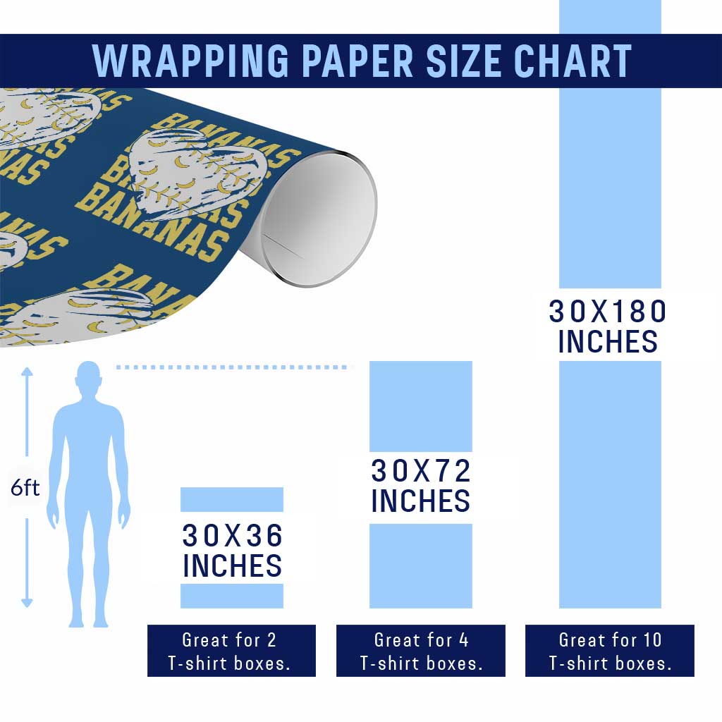 Retro Bananas Wrapping Paper Roll Vintage Baseball Heart Graphic Game Day Gifts TS10 Print Your Wear