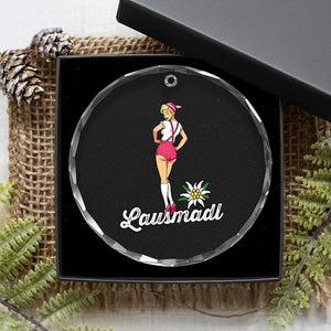 Retro Bavarian Pin Up Girl Lausmadl Crystal Glass Ornament Oktoberfest Edelweiss Flower TS02 Print Your Wear