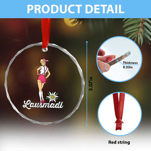 Retro Bavarian Pin Up Girl Lausmadl Crystal Glass Ornament Oktoberfest Edelweiss Flower TS02 Print Your Wear