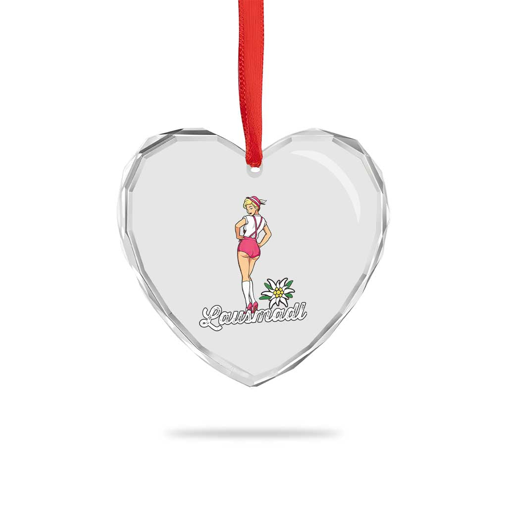 Retro Bavarian Pin Up Girl Lausmadl Heart Crystal Glass Ornament Oktoberfest Edelweiss Flower TS02 Print Your Wear