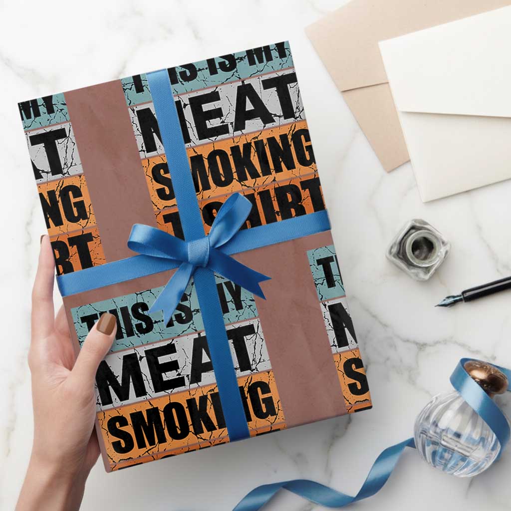 Retro BBQ Smoker This is My Meat Smoking Wrapping Paper Roll TS10 Mocha Print Your Wear