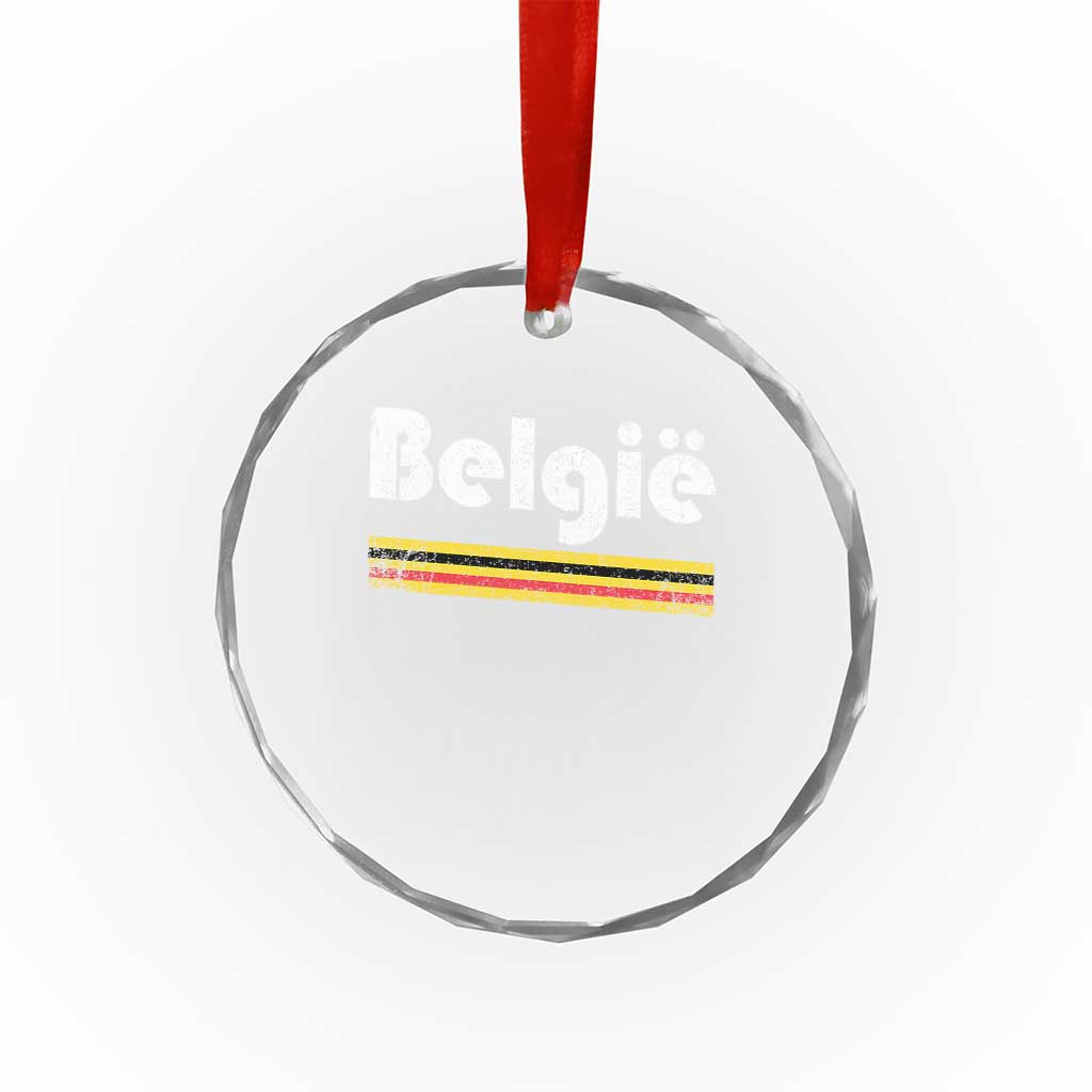 Retro Belgie Belgium Flag Distressed Graphic in Dutch Crystal Glass Ornament Proud Belgian Heritage and Country Roots Pride Gift TS02 Print Your Wear
