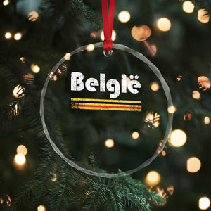 Retro Belgie Belgium Flag Distressed Graphic in Dutch Crystal Glass Ornament Proud Belgian Heritage and Country Roots Pride Gift TS02 Print Your Wear