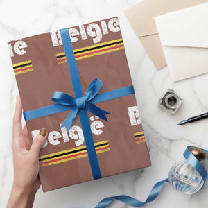 Retro Belgie Belgium Flag Distressed Graphic in Dutch Wrapping Paper Roll Proud Belgian Heritage and Country Roots Pride Gift TS02 Mocha Print Your Wear