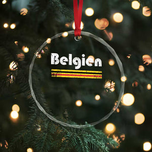 Retro Belgien Belgium Flag Distressed Graphic in German Crystal Glass Ornament Proud Belgian Heritage and Country Roots Pride Gift TS02 Print Your Wear