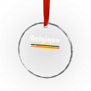 Retro Belgique Belgium Flag Distressed Graphic in French Crystal Glass Ornament Proud Belgian Heritage and Country Roots Pride Gift TS02 Print Your Wear