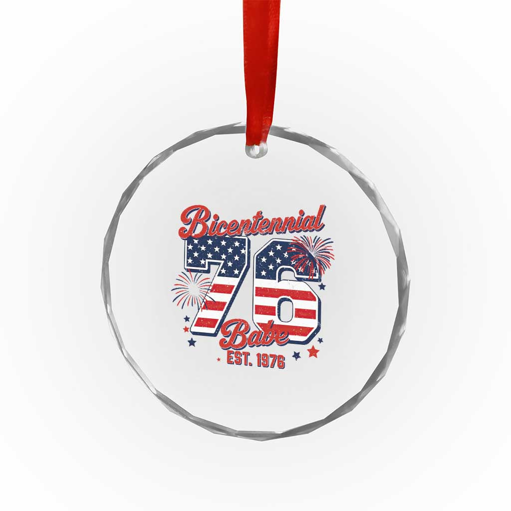 Retro Bicentennial Babe Est 1976 Crystal Glass Ornament 4th of July 50th Birthday Gift TS02 Print Your Wear