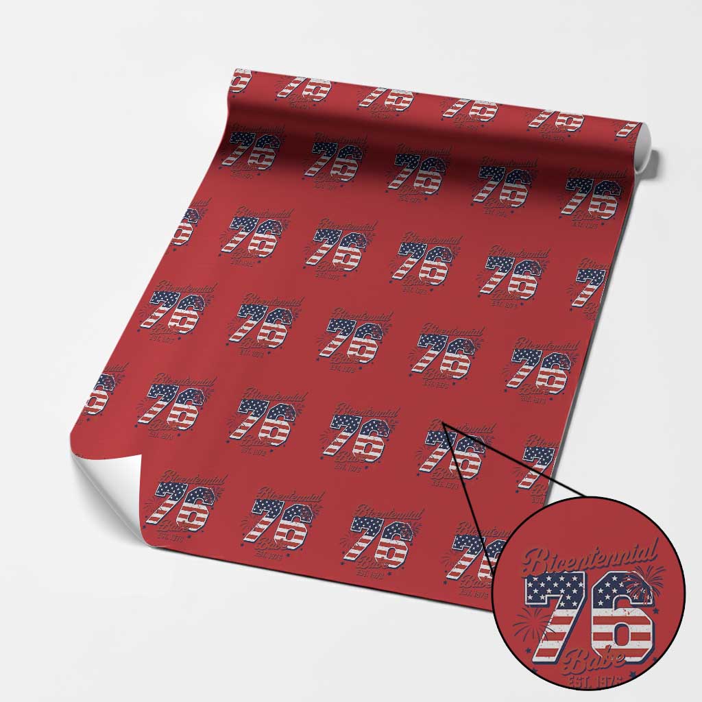 Retro Bicentennial Babe Est 1976 Wrapping Paper Roll 4th of July 50th Birthday Gift TS02 Red Print Your Wear