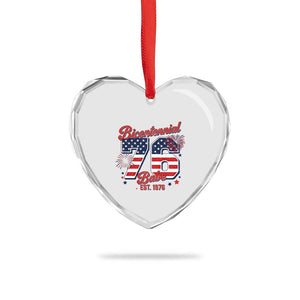 Retro Bicentennial Babe Est 1976 Heart Crystal Glass Ornament 4th of July 50th Birthday Gift TS02 Print Your Wear