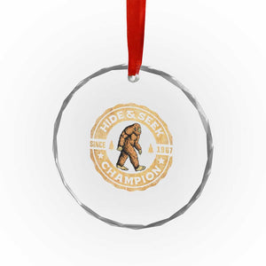Retro Bigfoot Believer Crystal Glass Ornament Undefeated Sasquatch Hide And Seek Cryptozoology TS10 Print Your Wear