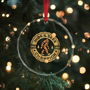Retro Bigfoot Believer Crystal Glass Ornament Undefeated Sasquatch Hide And Seek Cryptozoology TS10 Print Your Wear