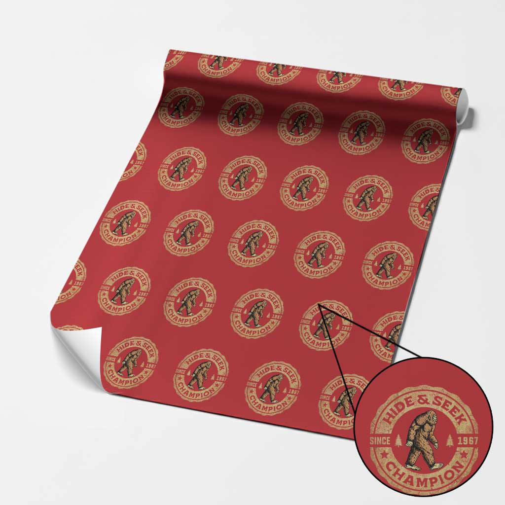 Retro Bigfoot Believer Wrapping Paper Roll Undefeated Sasquatch Hide And Seek Cryptozoology TS10 Red Print Your Wear