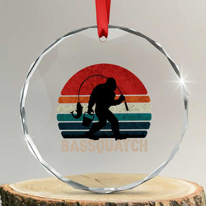 Retro Bigfoot Fishing Crystal Glass Ornament Funny Retro Sasquatch Bassquatch Fisherman TS10 Transparent Glass 3'' Circle Print Your Wear