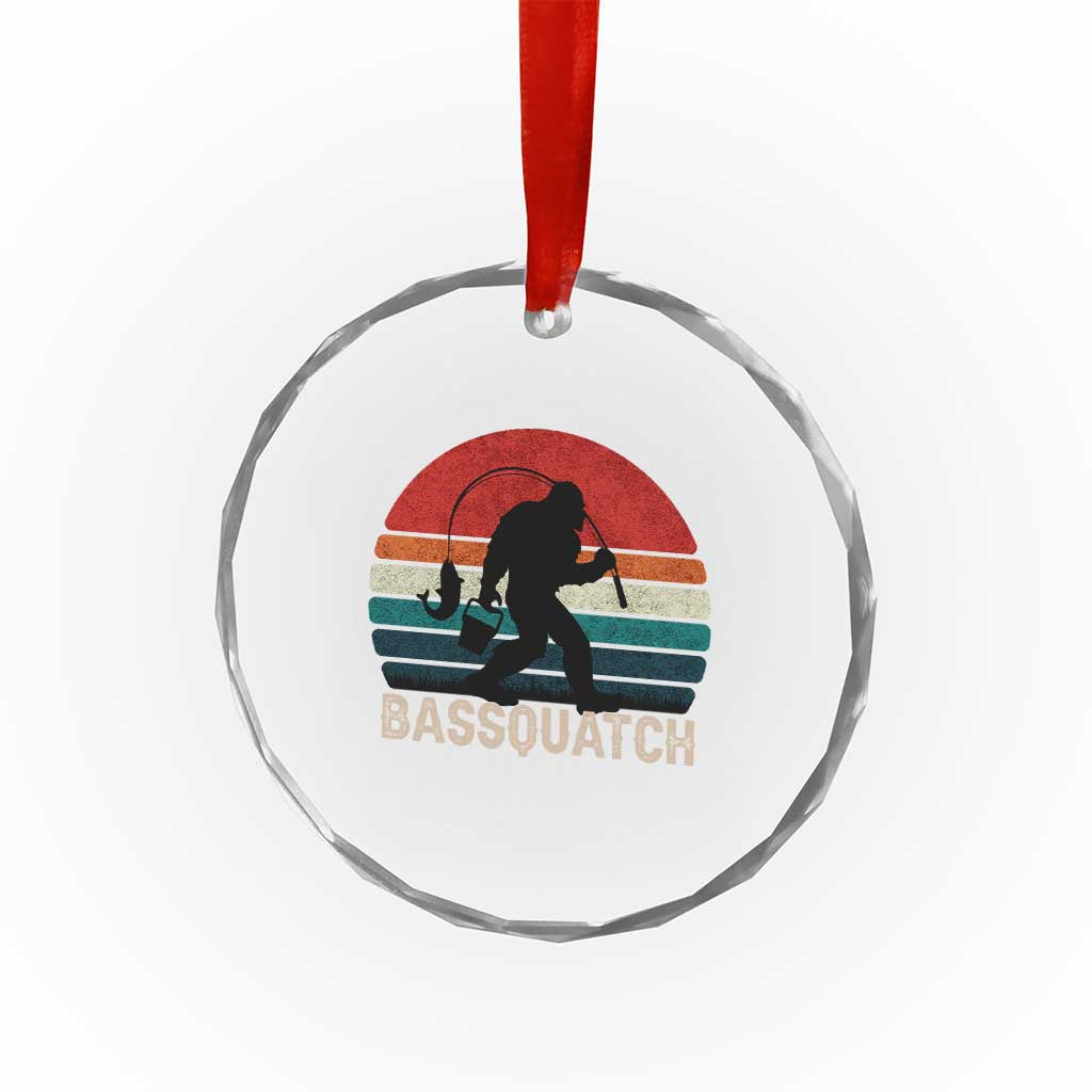 Retro Bigfoot Fishing Crystal Glass Ornament Funny Retro Sasquatch Bassquatch Fisherman TS10 Print Your Wear